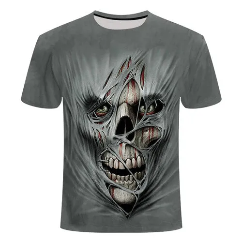Cool 3D Skull Men's/Womens Short Sleeve Casual Quick Drying Streetwear