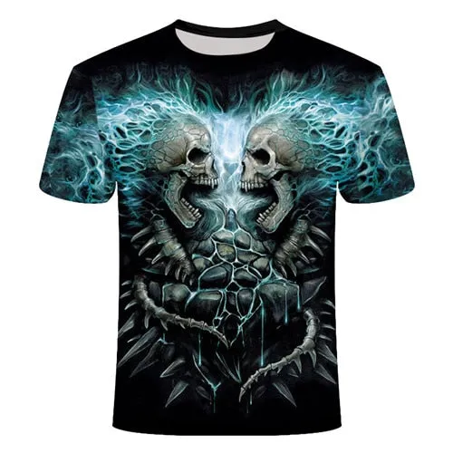 Cool 3D Skull Men's/Womens Short Sleeve Casual Quick Drying Streetwear