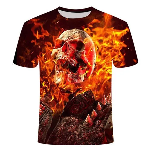 Cool 3D Skull Men's/Womens Short Sleeve Casual Quick Drying Streetwear