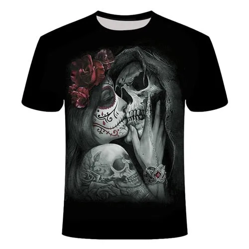 Cool 3D Skull Men's/Womens Short Sleeve Casual Quick Drying Streetwear