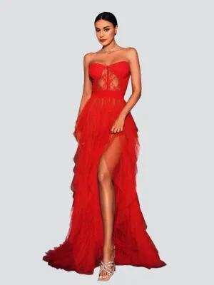 Corset See Through Split Tulle Dress GM90050