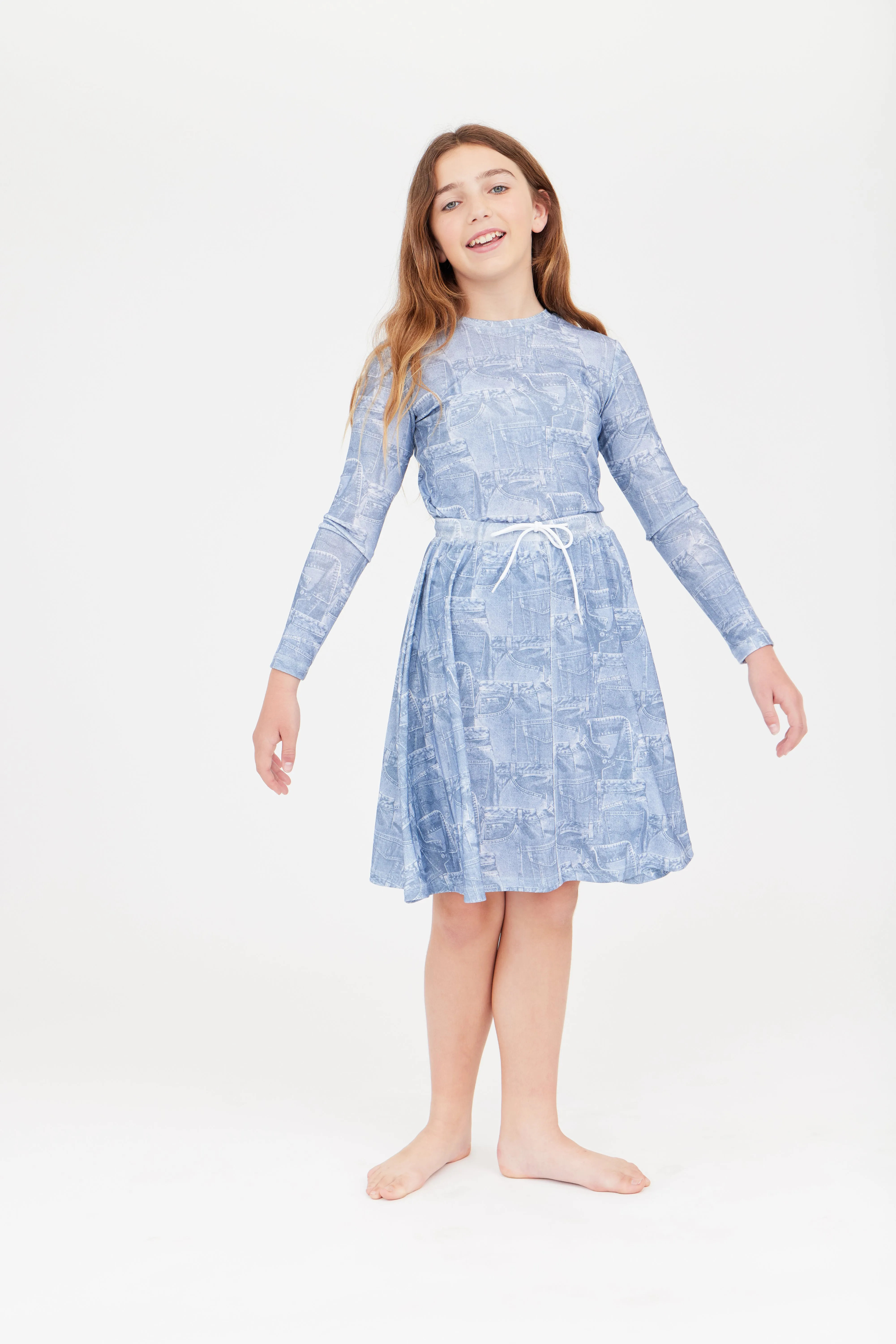 Crew Kids Blue Jean Patchwork Top