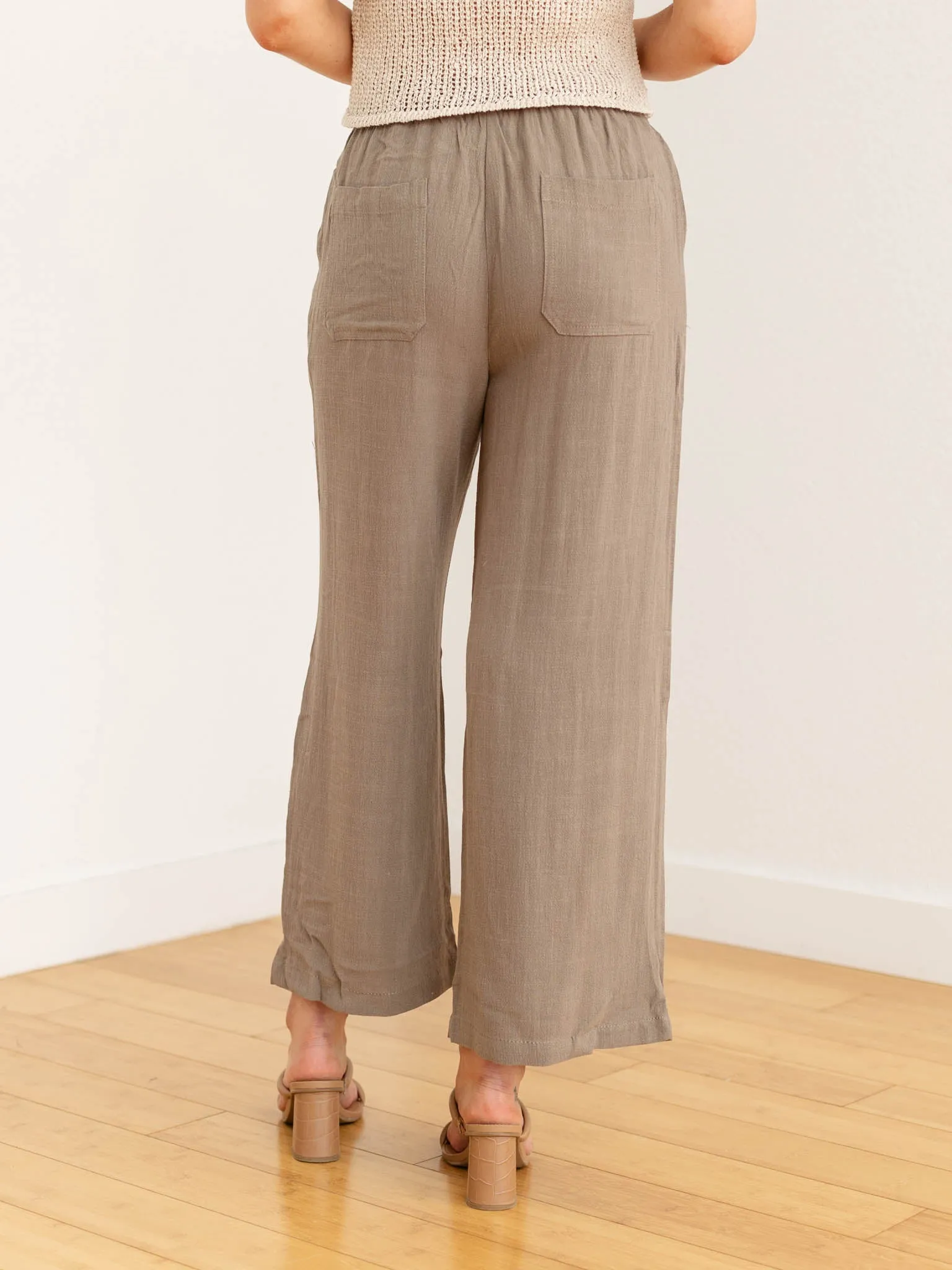 Cropped Drawstring Linen Pants