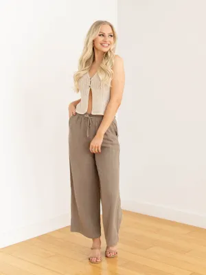 Cropped Drawstring Linen Pants