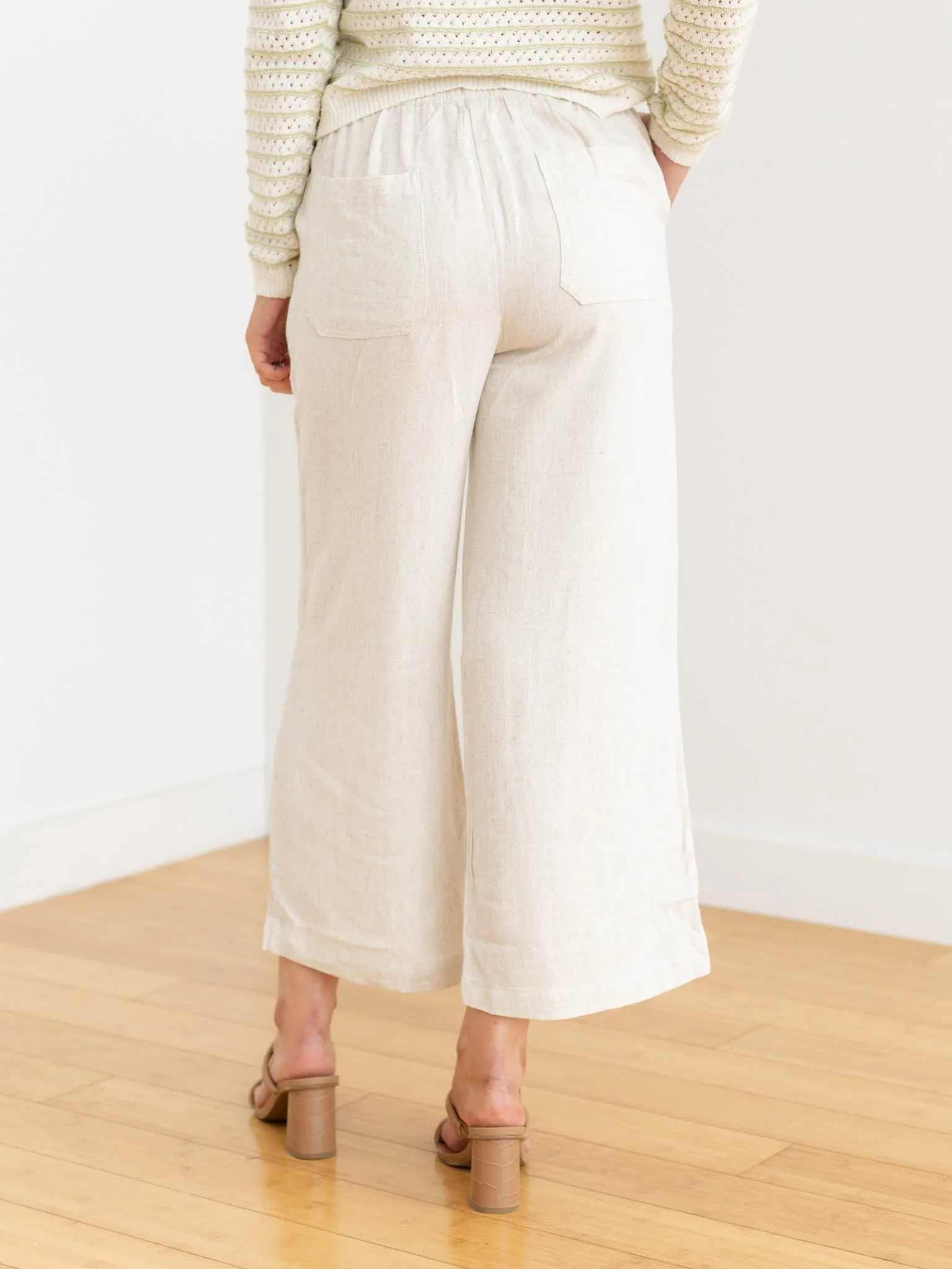 Cropped Drawstring Linen Pants