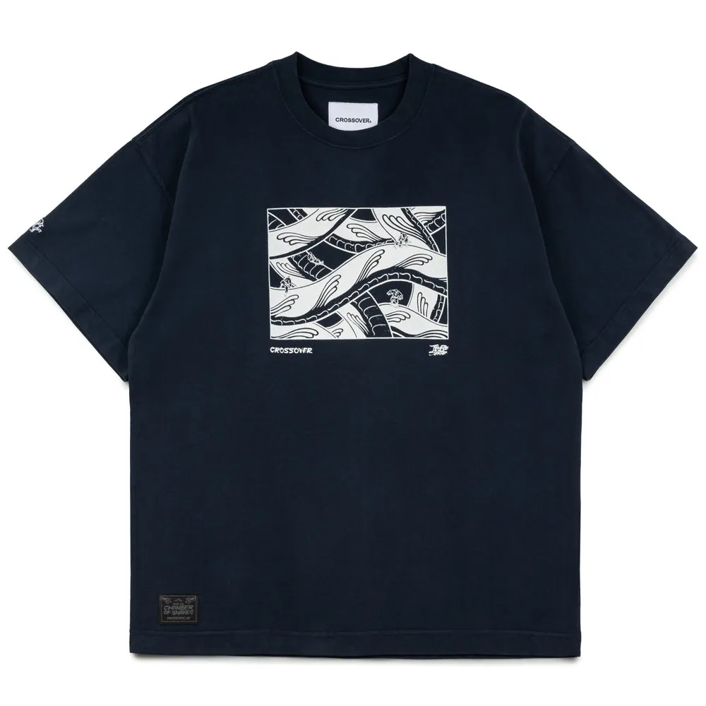 Crossover x Temple of Skate 'The Chamber of Snakes' Tee | Indigo