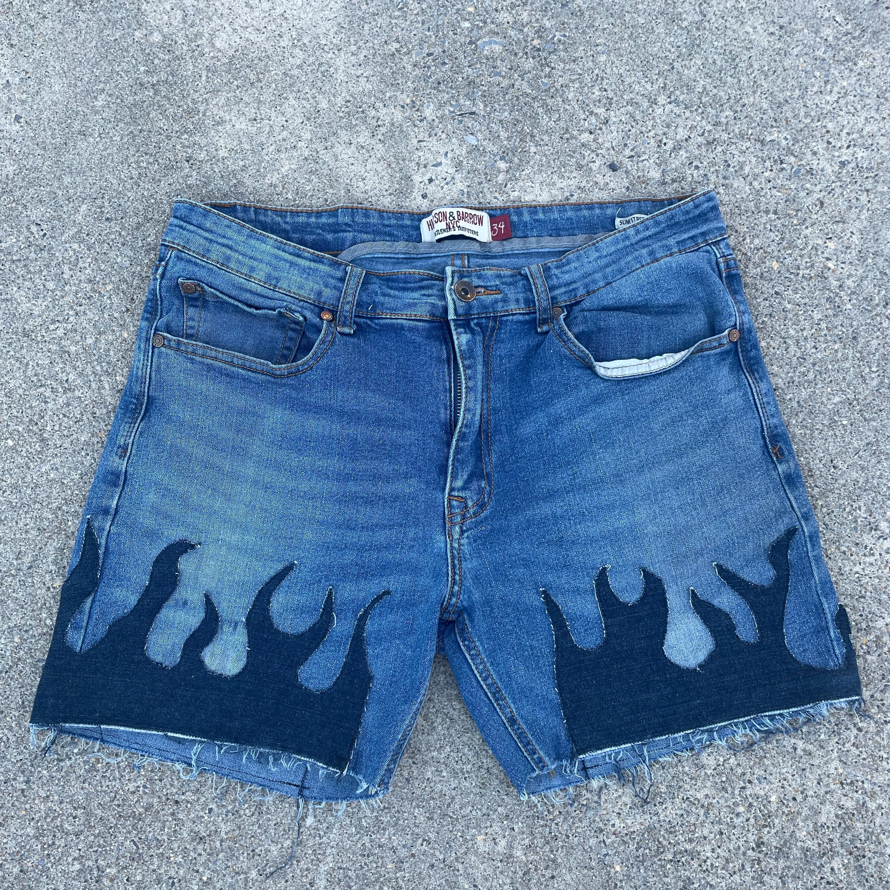 Denim on Fire Distress 5inch Jorts 34W