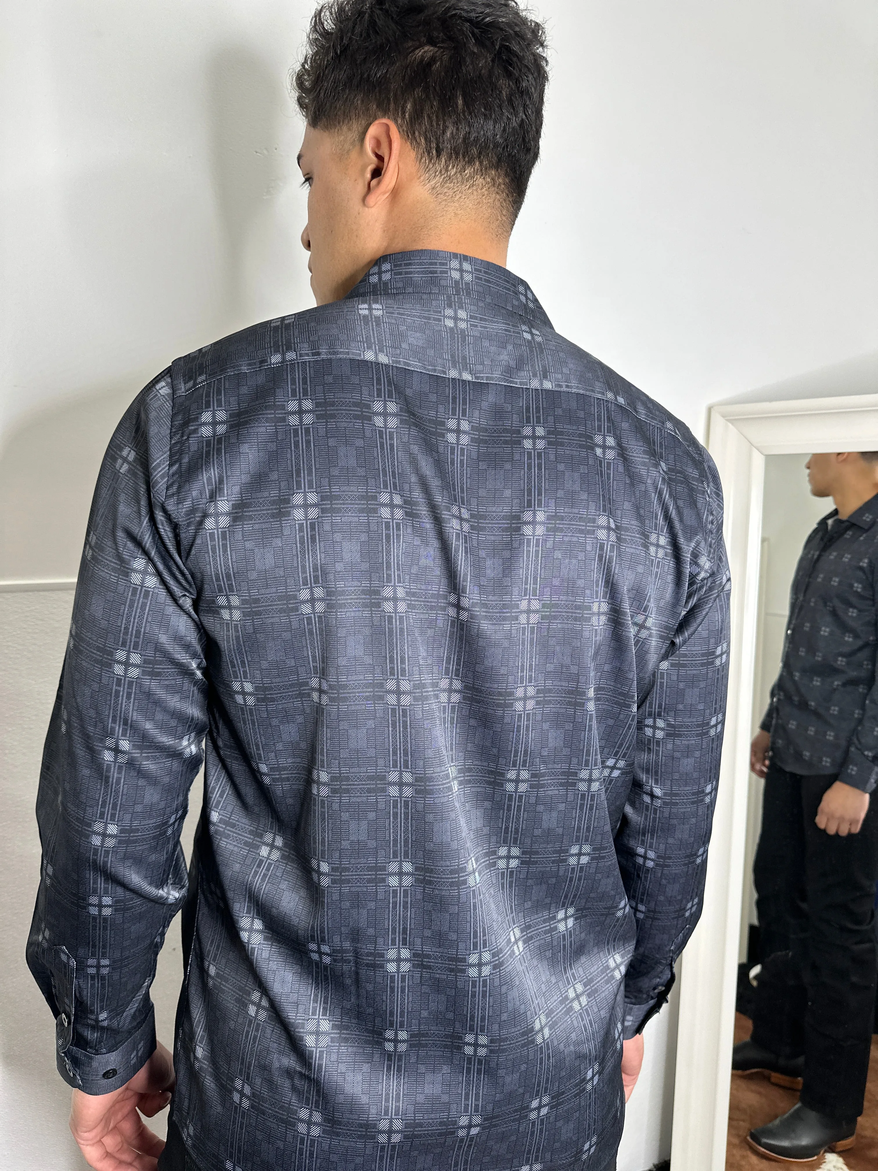 Diego Moderno Steel Grey Print Shirt