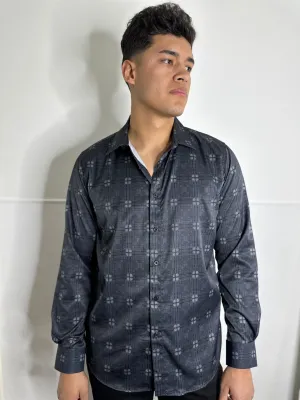 Diego Moderno Steel Grey Print Shirt