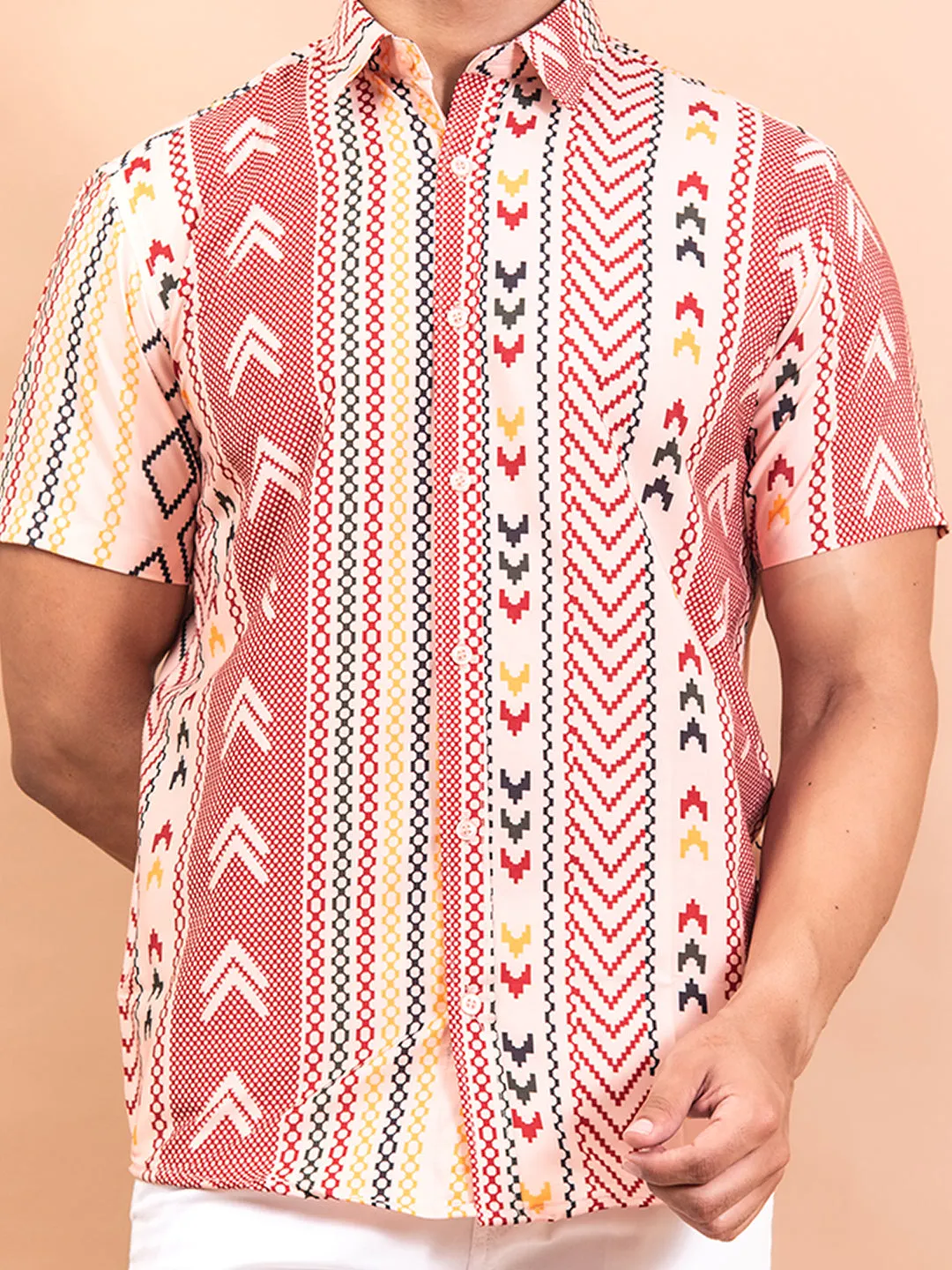 Directional Half Sleeves Crepe Printed Shirts For Men