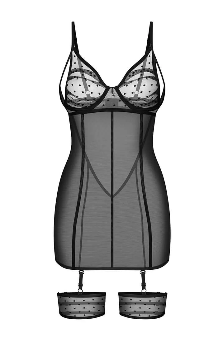 Dotted sheer black mesh chemise - Sophisticated Moves