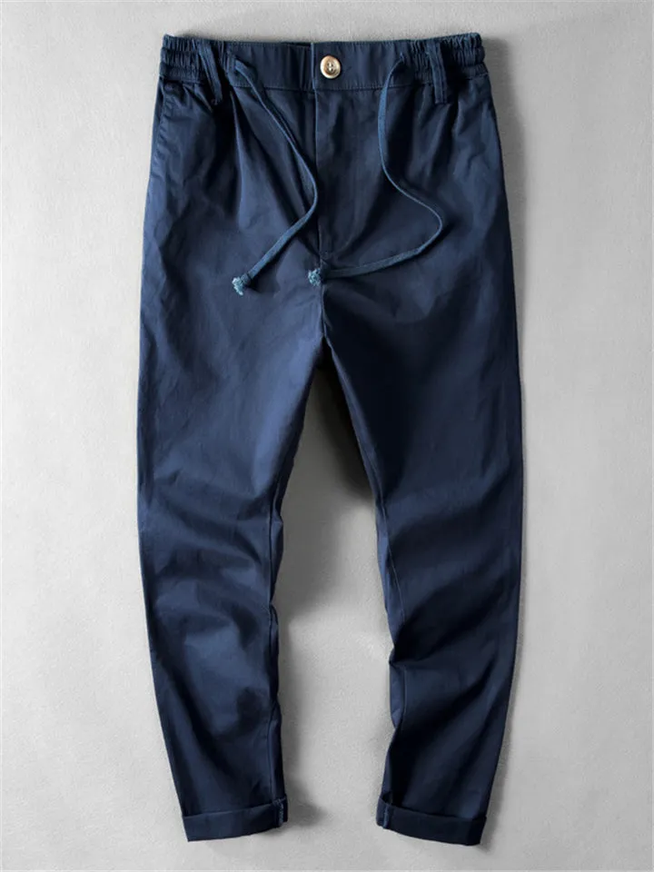 Elastic Band Fitness Cotton Solid Color Pants