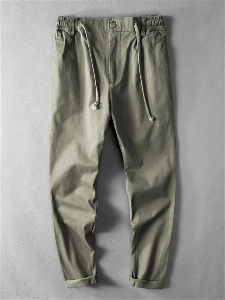 Elastic Band Fitness Cotton Solid Color Pants