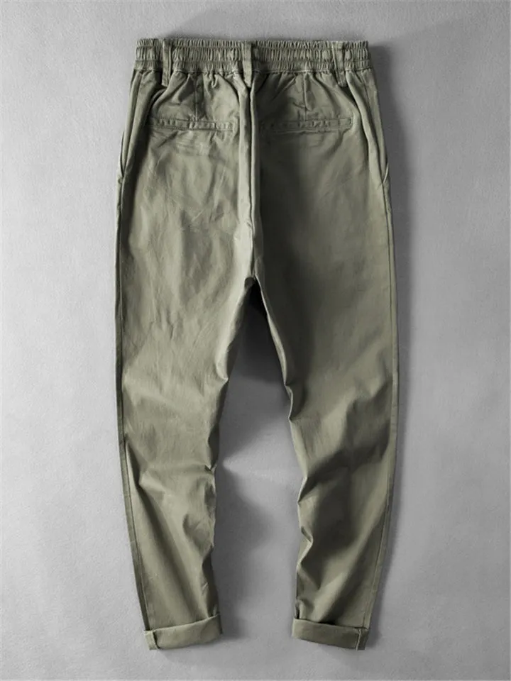 Elastic Band Fitness Cotton Solid Color Pants