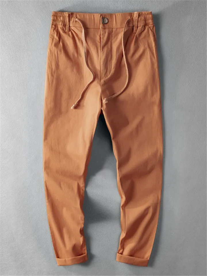 Elastic Band Fitness Cotton Solid Color Pants