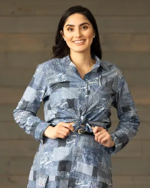 Erin Patch Print Button-Down Shirt