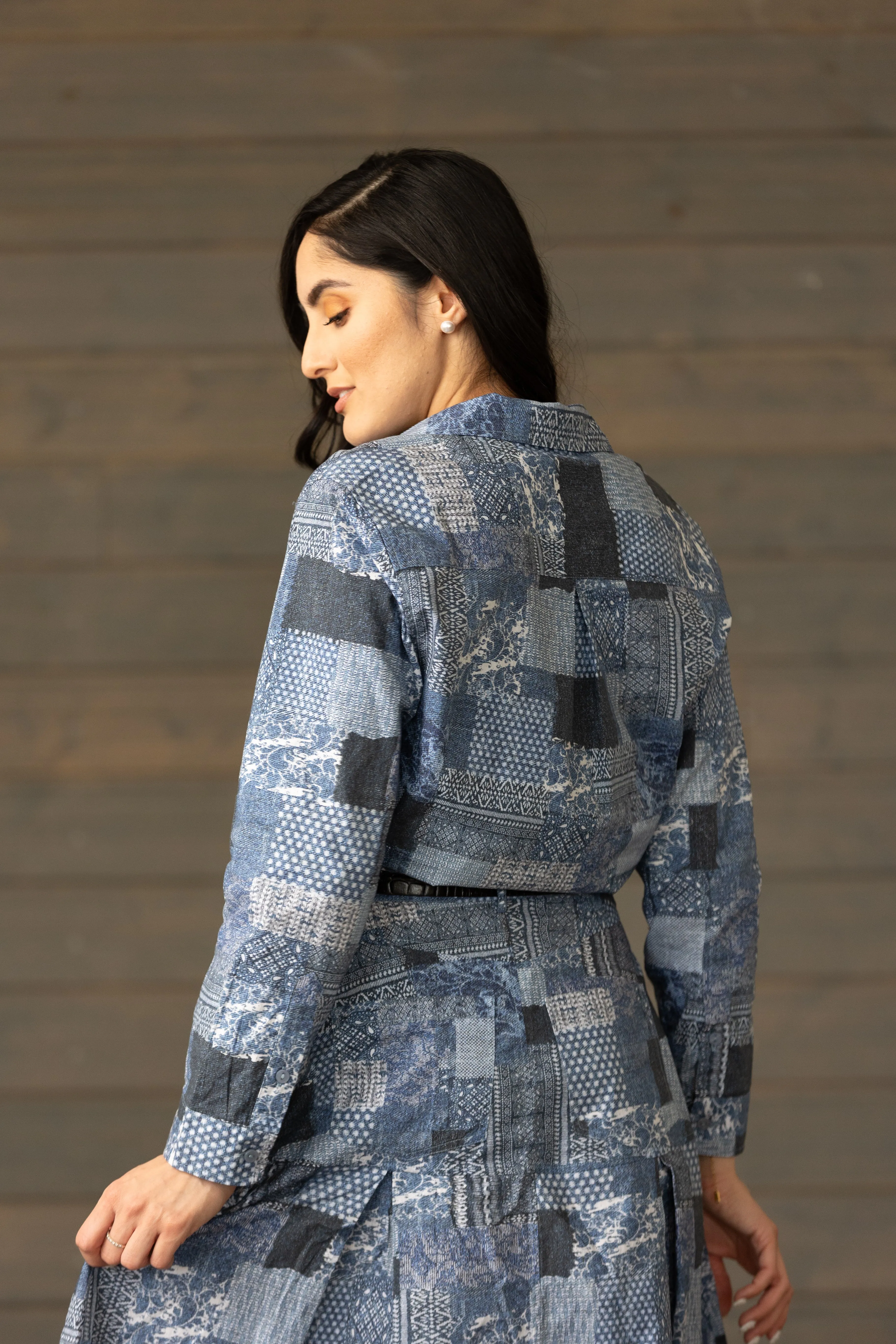 Erin Patch Print Button-Down Shirt