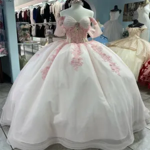 Fairy Pink Off-the-Shoulder See-through Tulle Party Gown