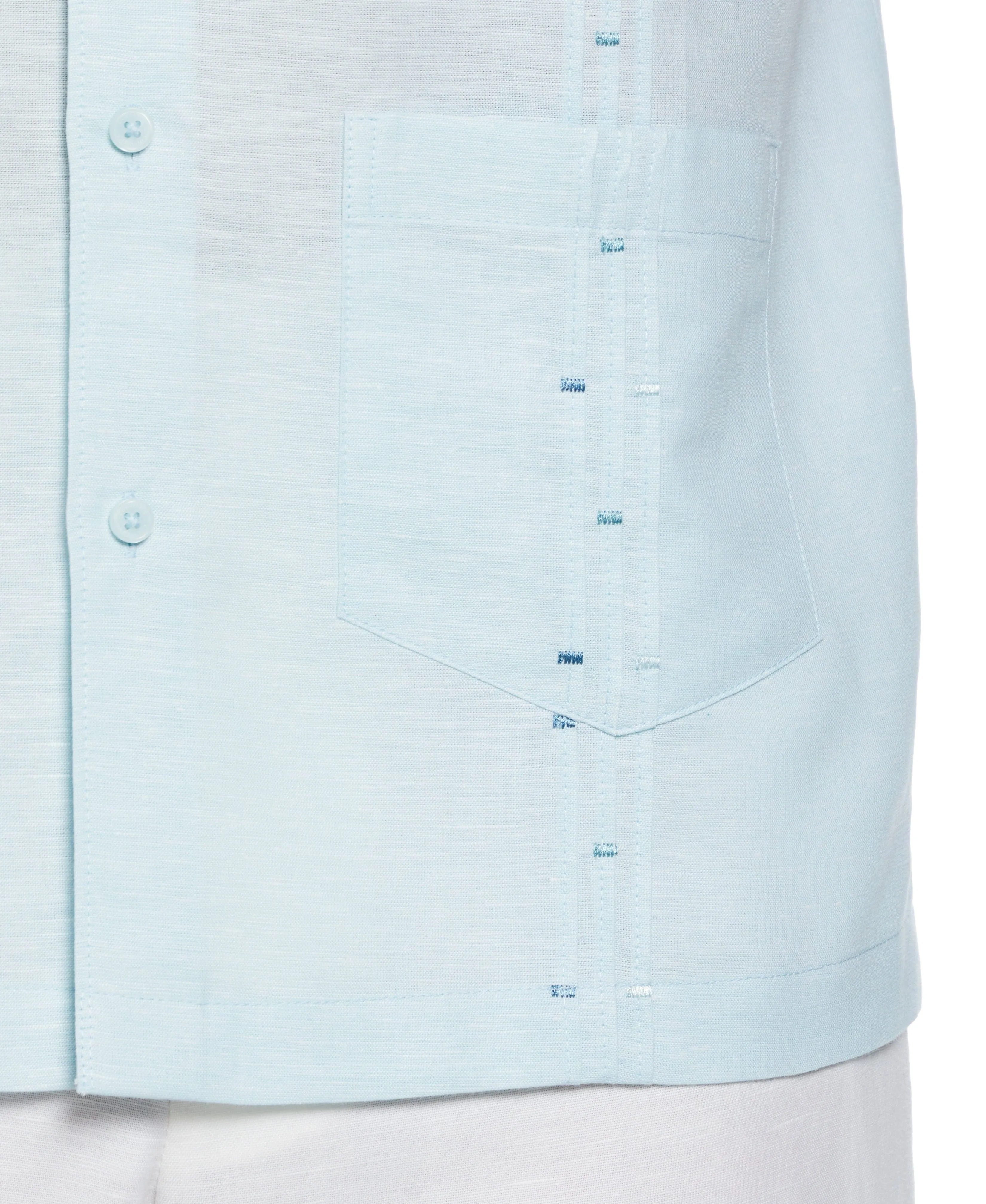 Fashion Four Pocket Linen-Blend Guayabera Shirt