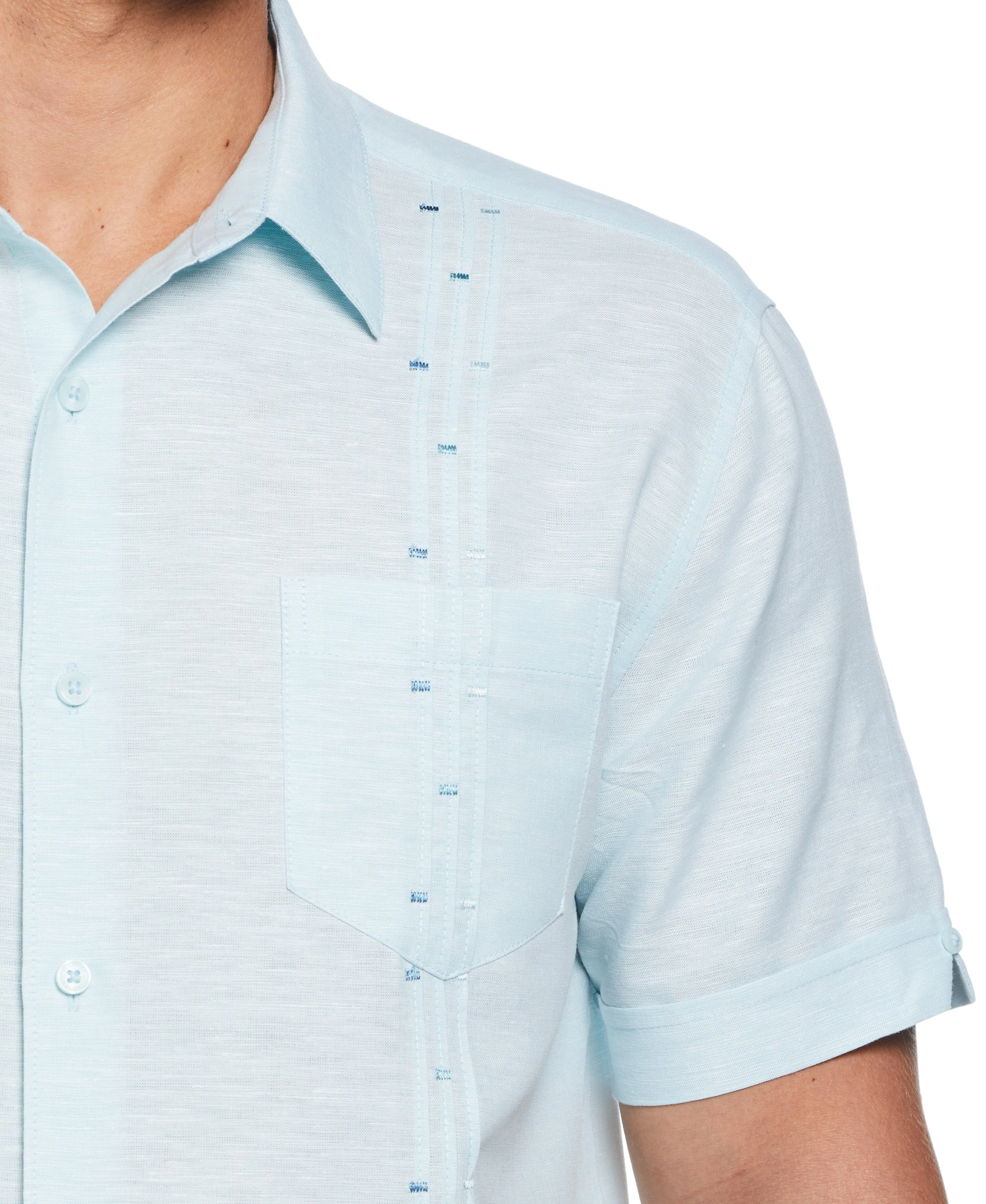 Fashion Four Pocket Linen-Blend Guayabera Shirt