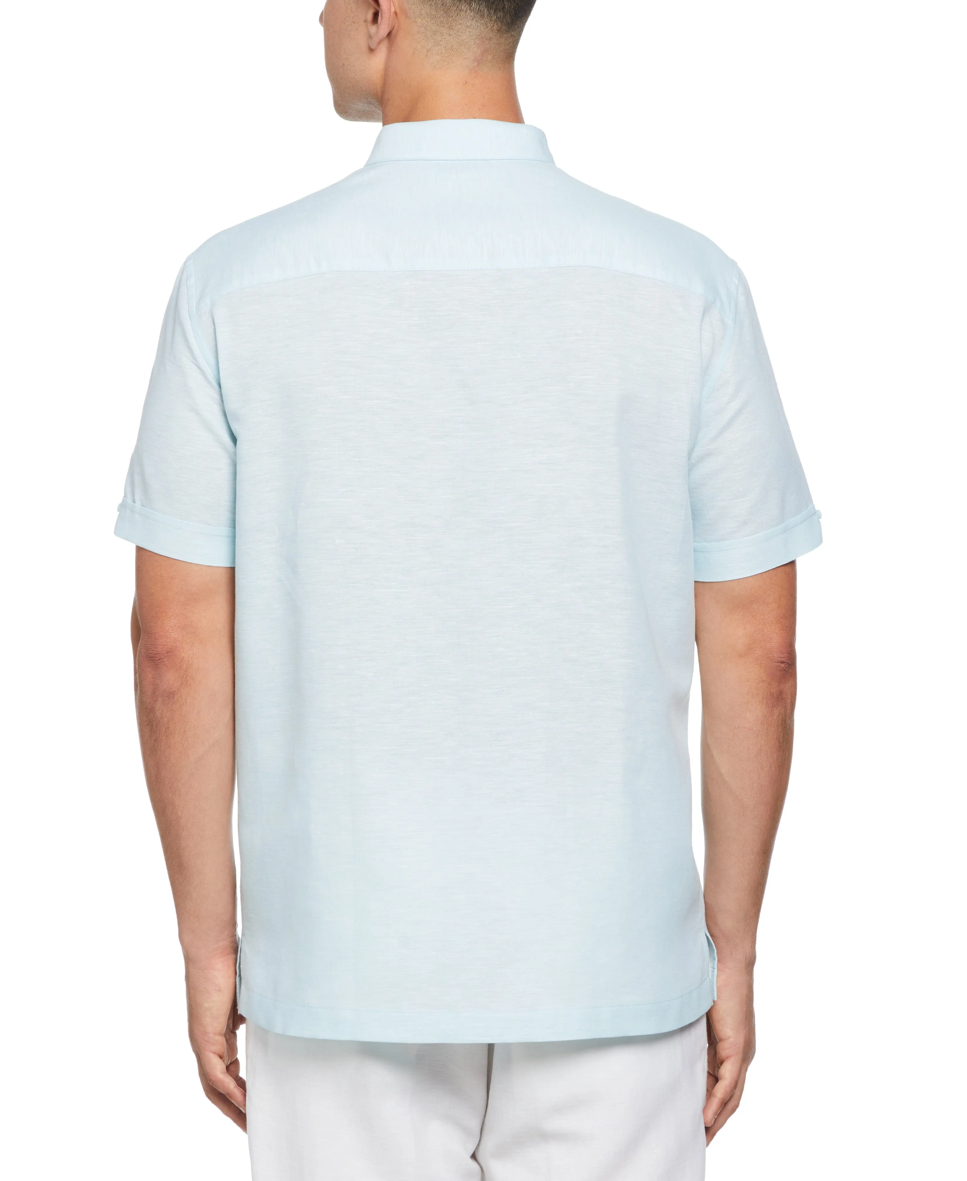 Fashion Four Pocket Linen-Blend Guayabera Shirt