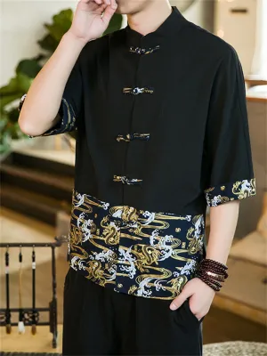 Fashionable Unique Print Short Sleeve Shirts for Male
