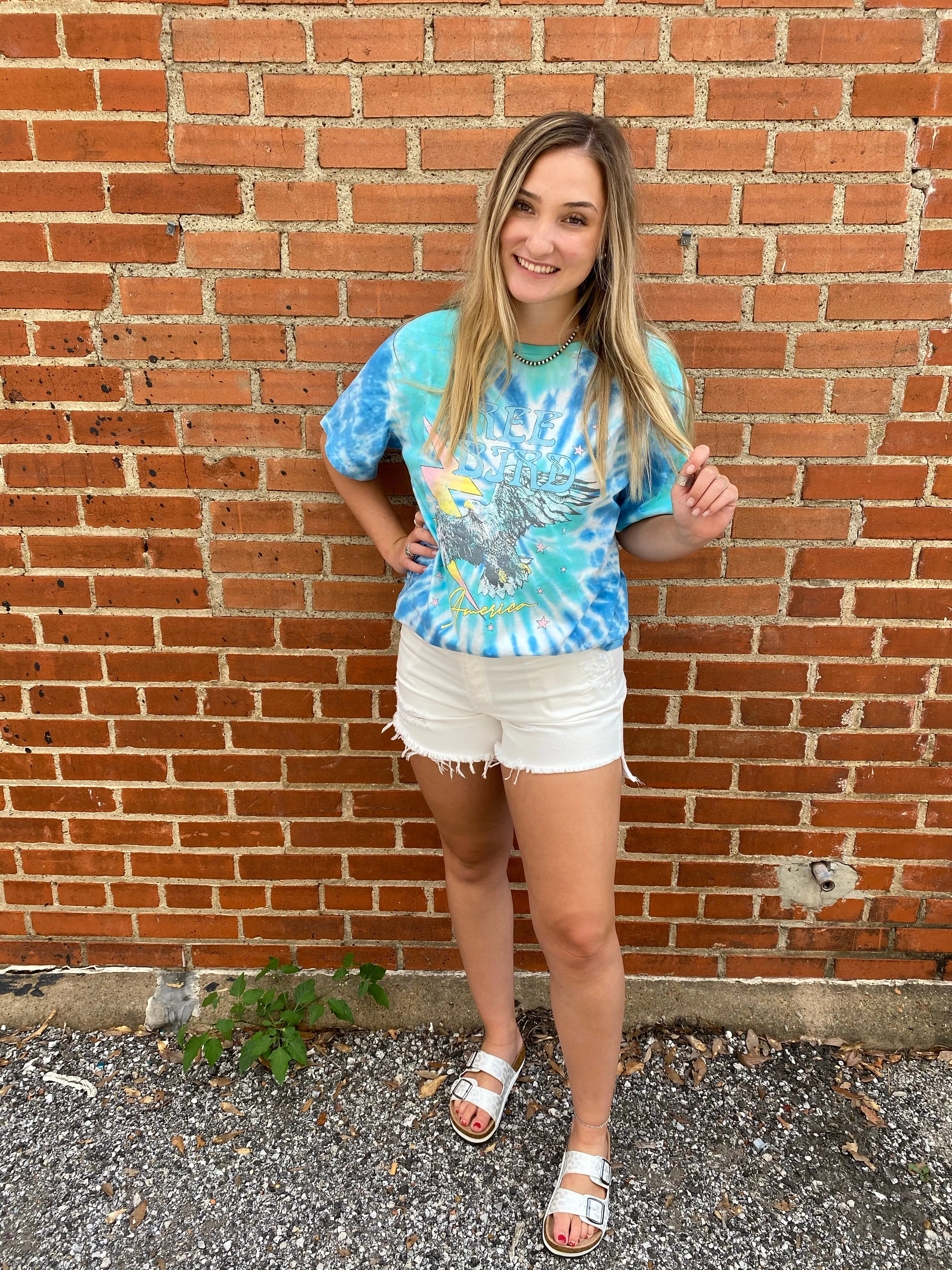 Free Bird Tie Dye Tee: Blue/Green