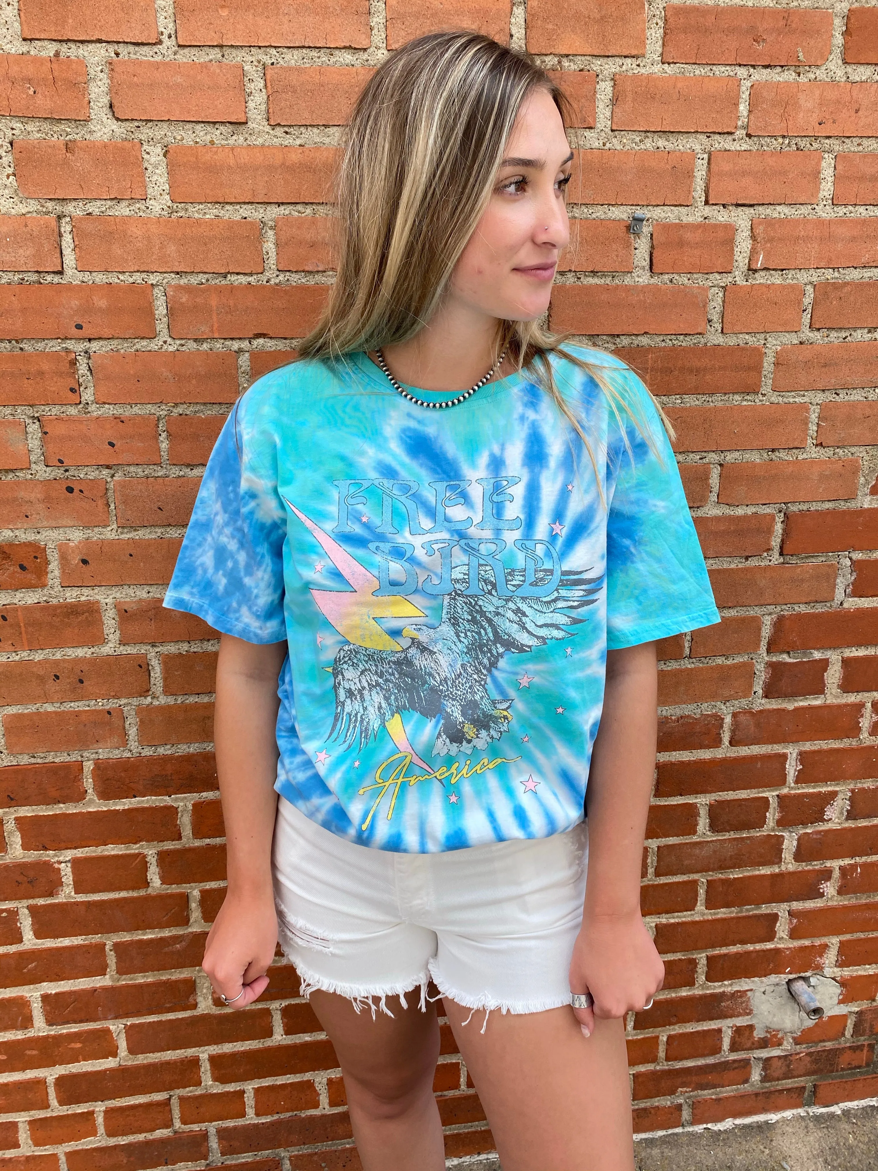 Free Bird Tie Dye Tee: Blue/Green
