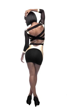 GOLD AND BLACK MINI DRESS