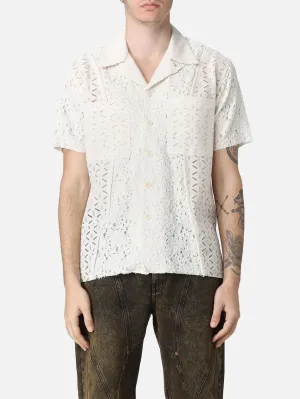 Half Sheer Flower Lace Shirts