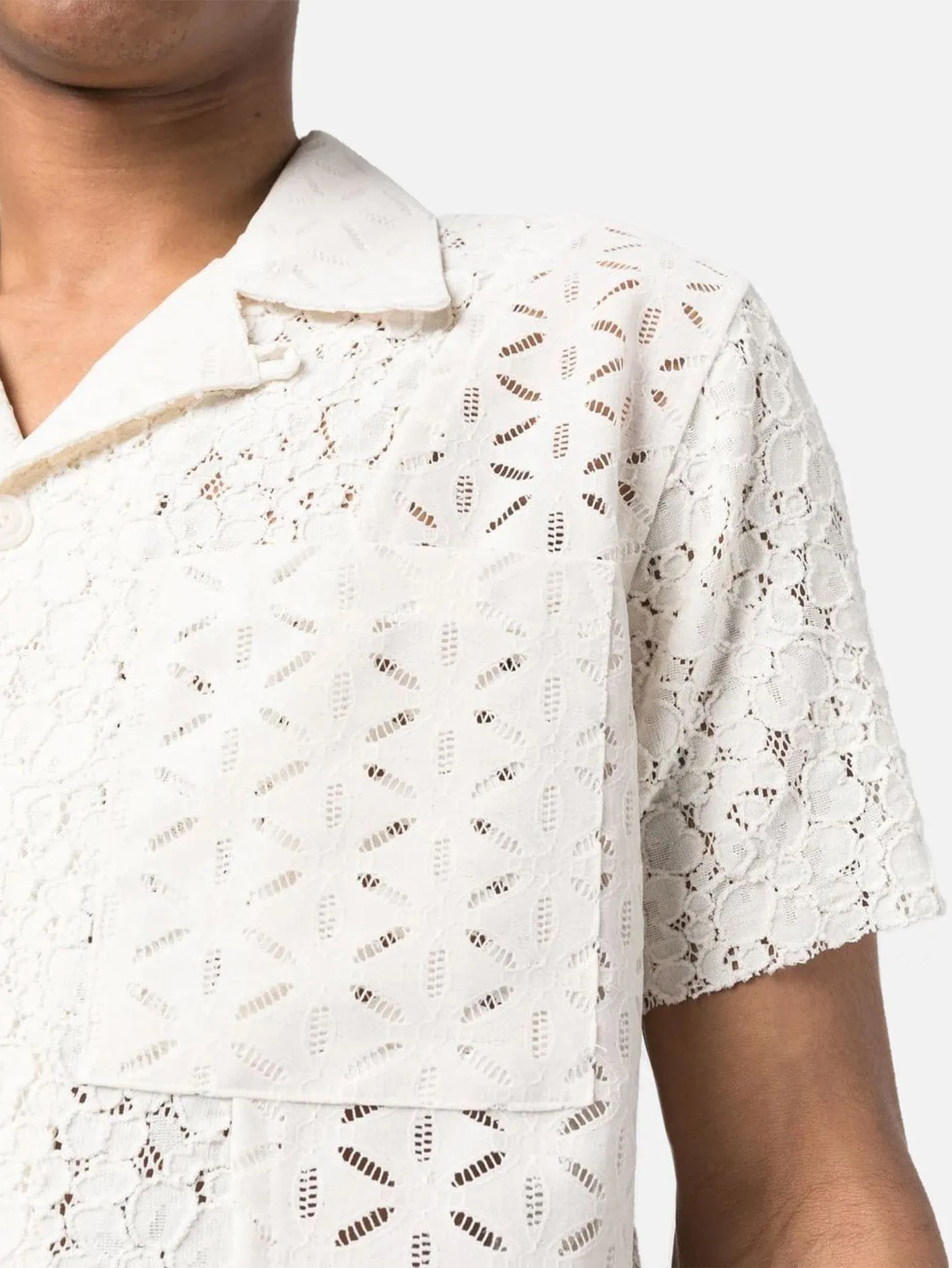 Half Sheer Flower Lace Shirts