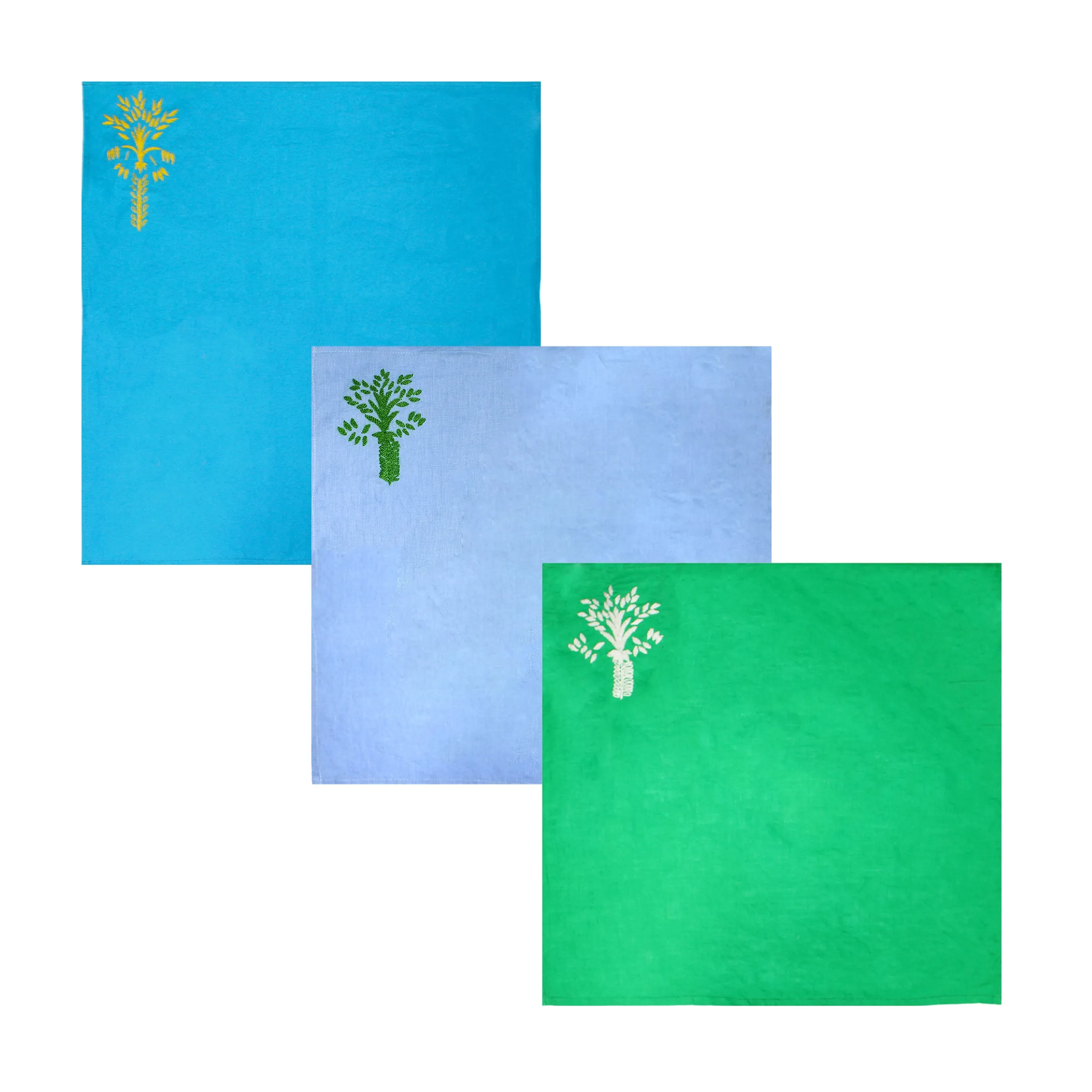 Hand embroidered linen napkin (Set of 4 Units)