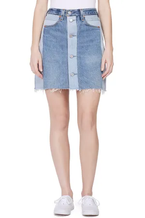 High Waist Button Front Miniskirt