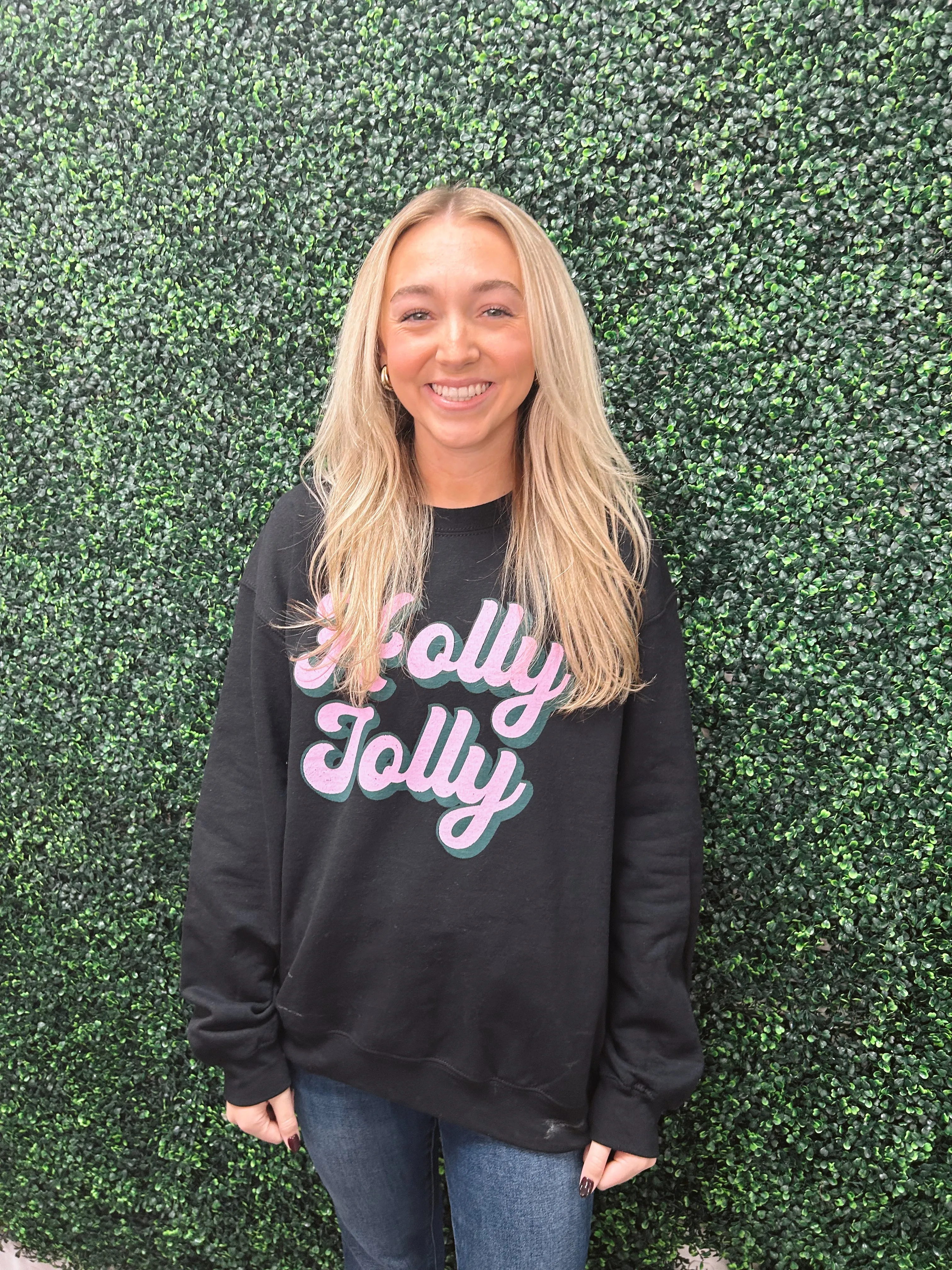 Holly Jolly Black Oversized Sweatshirt