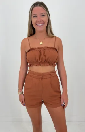 Kamari Bandeau   Short Set-Brick