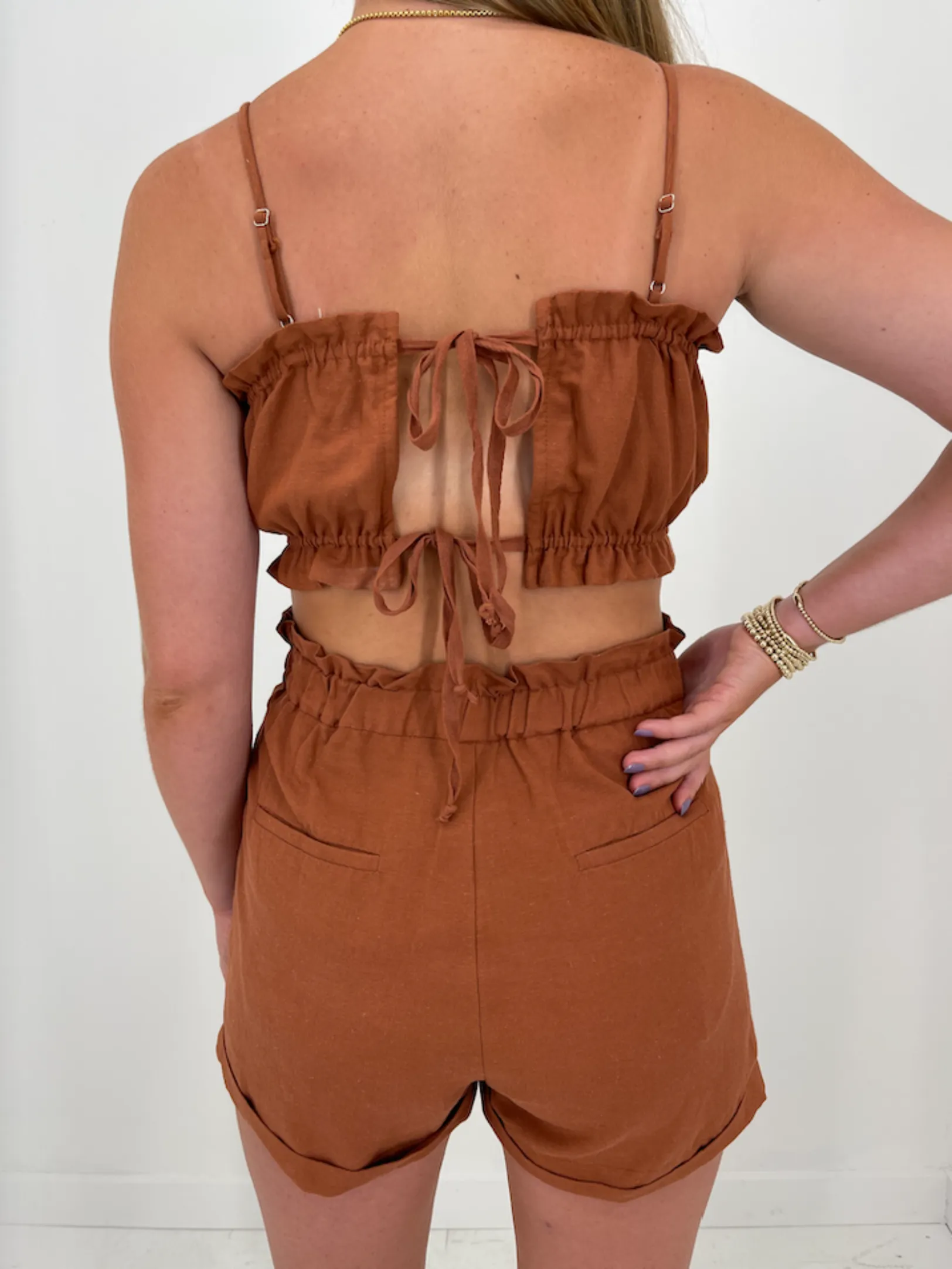 Kamari Bandeau   Short Set-Brick