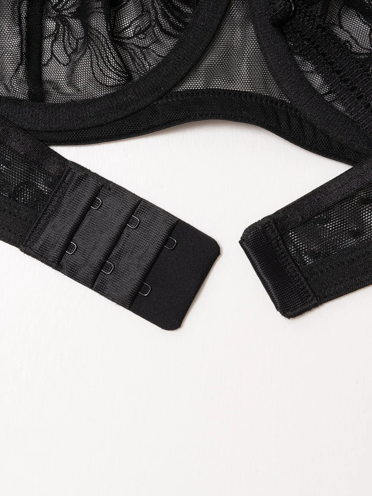 Lace Balconette Demi See Through Bra Black