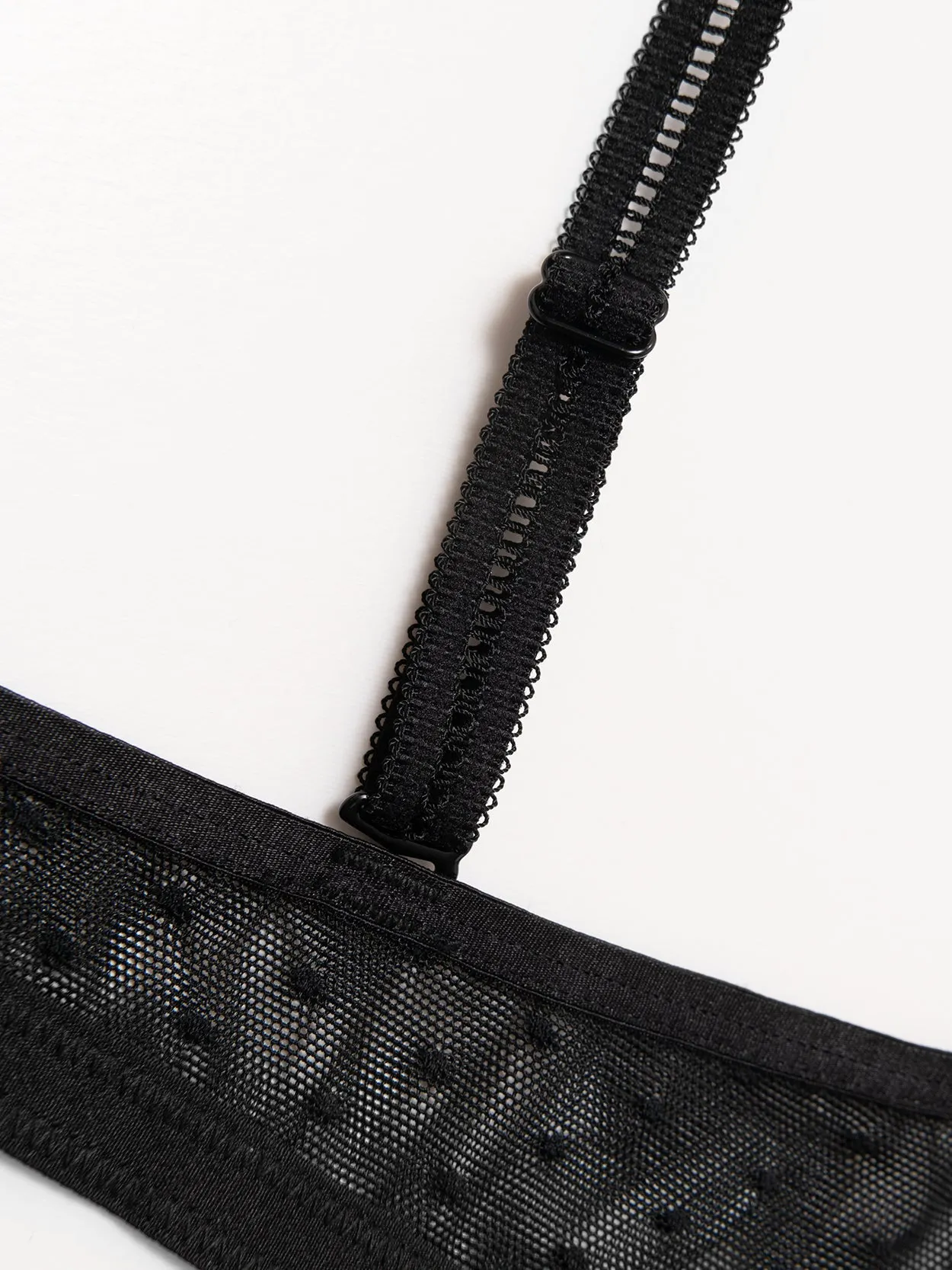 Lace Balconette Demi See Through Bra Black