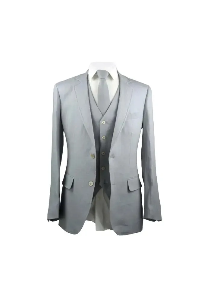 Light Blue Linen 3 Piece Suit