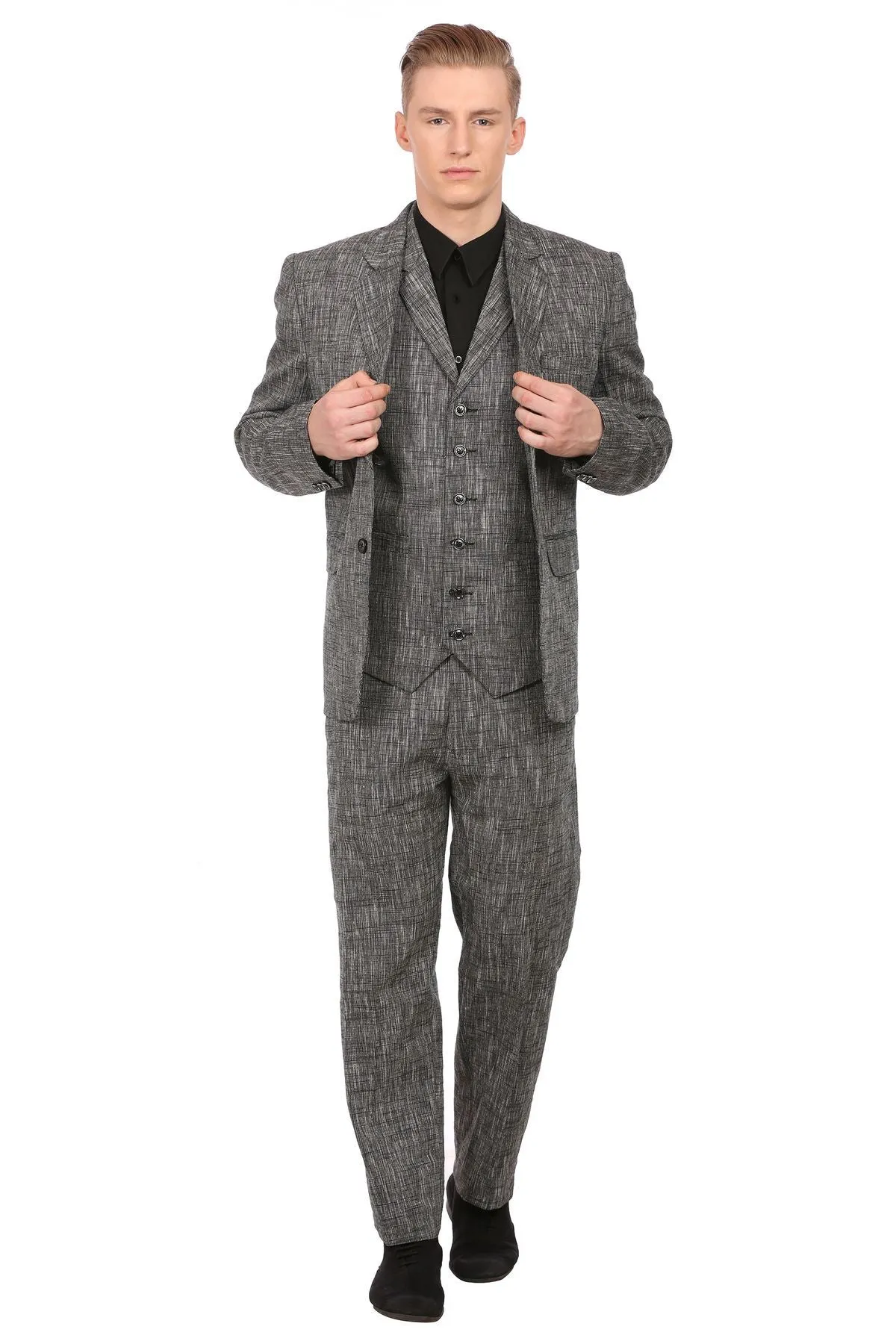 Linen Black Three Piece Suit