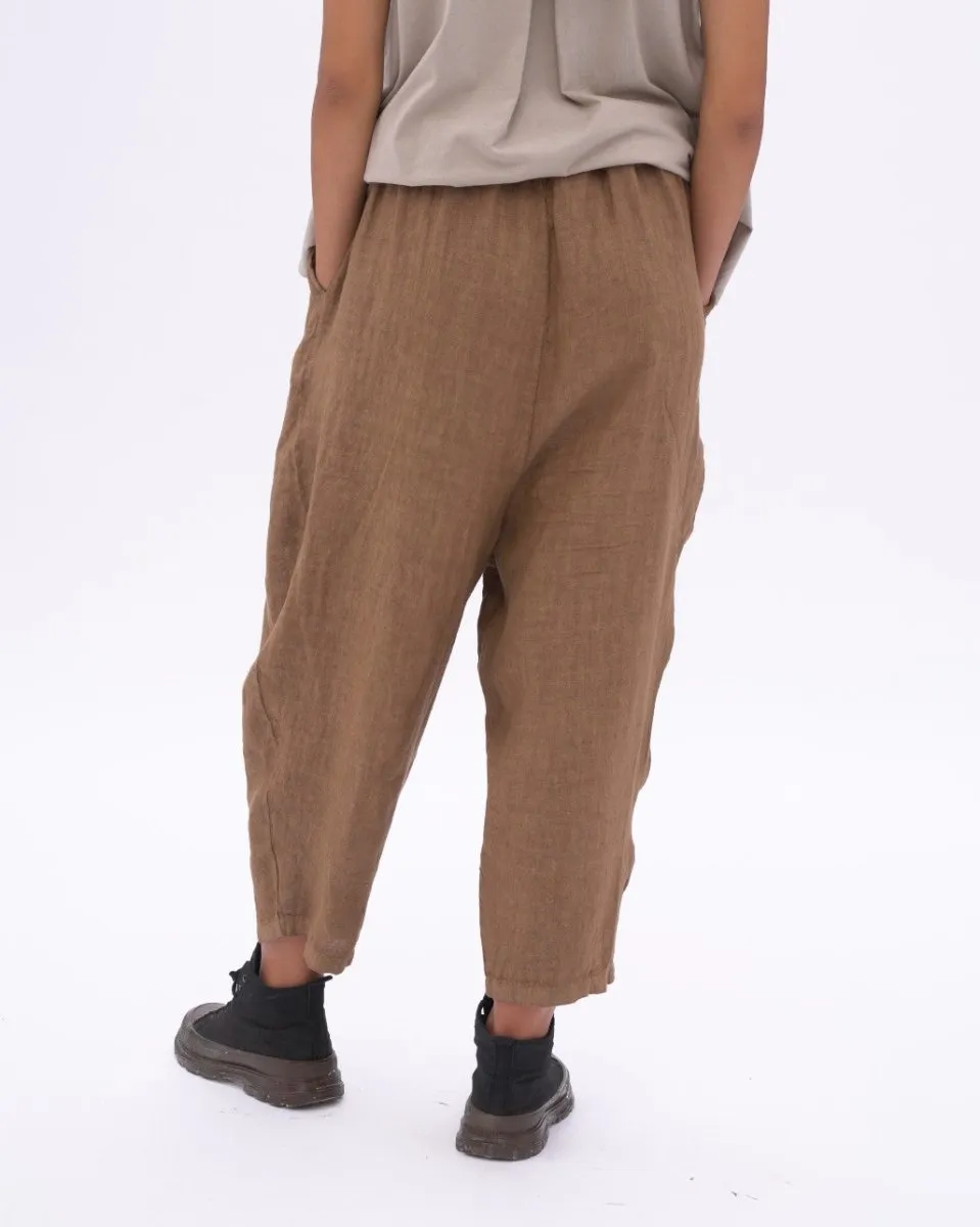 Linen Drawstring Pleated Pants