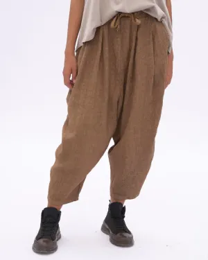 Linen Drawstring Pleated Pants