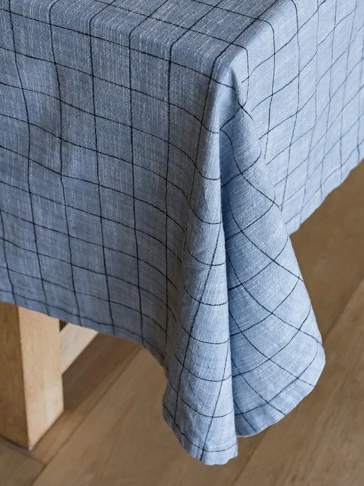 Linen House Table Linen Oxford Grid Light Blue