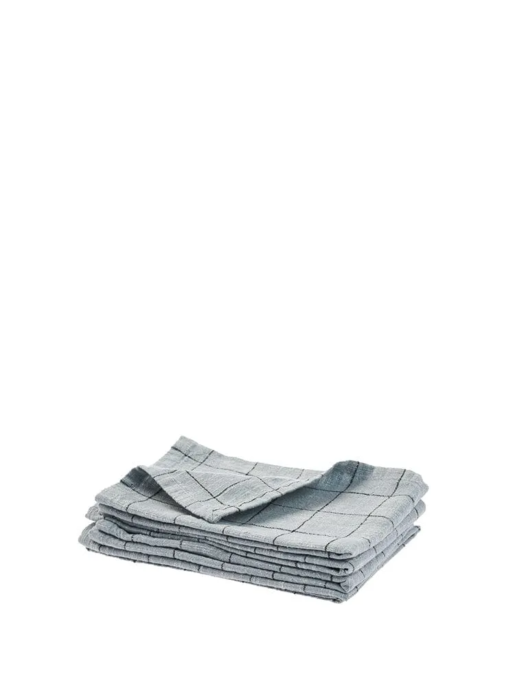 Linen House Table Linen Oxford Grid Light Blue