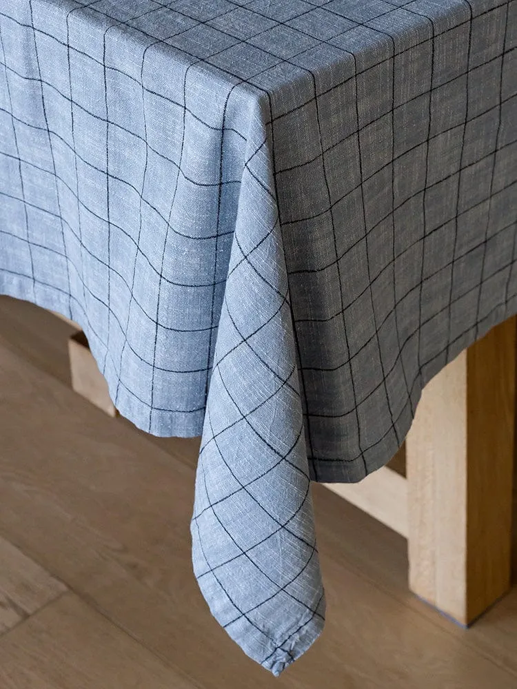 Linen House Table Linen Oxford Grid Light Blue