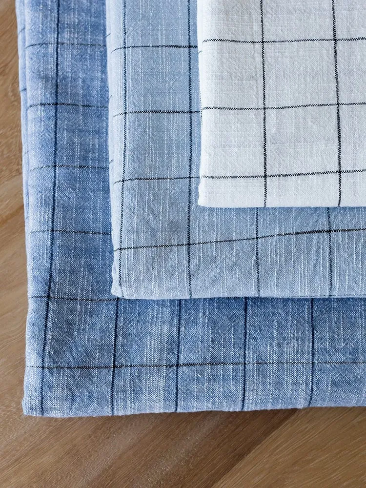 Linen House Table Linen Oxford Grid Light Blue