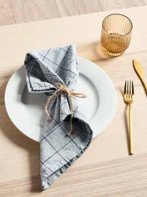 Linen House Table Linen Oxford Grid Light Blue