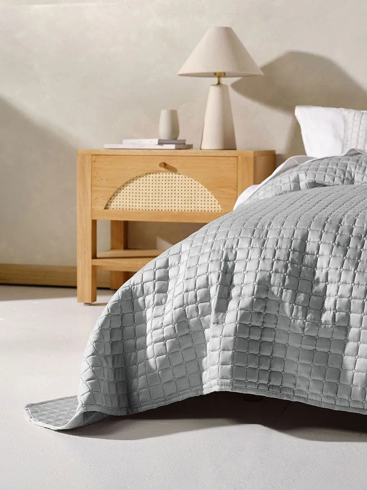 Linen House Verona Silver 270x270cm Queen Coverlet Set