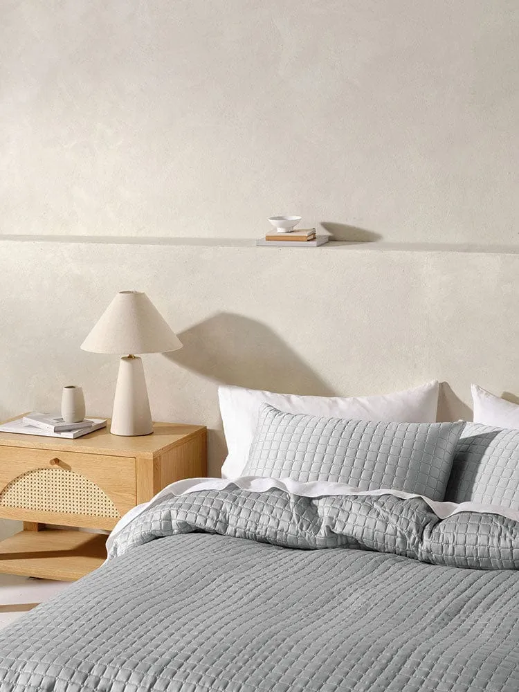 Linen House Verona Silver 270x270cm Queen Coverlet Set