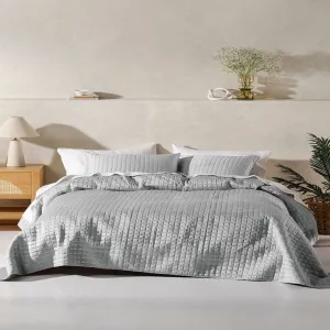 Linen House Verona Silver 270x270cm Queen Coverlet Set
